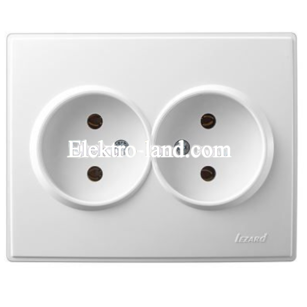 Розетка двойная без заземления Lezard Lesya, белая (705-0202-128)